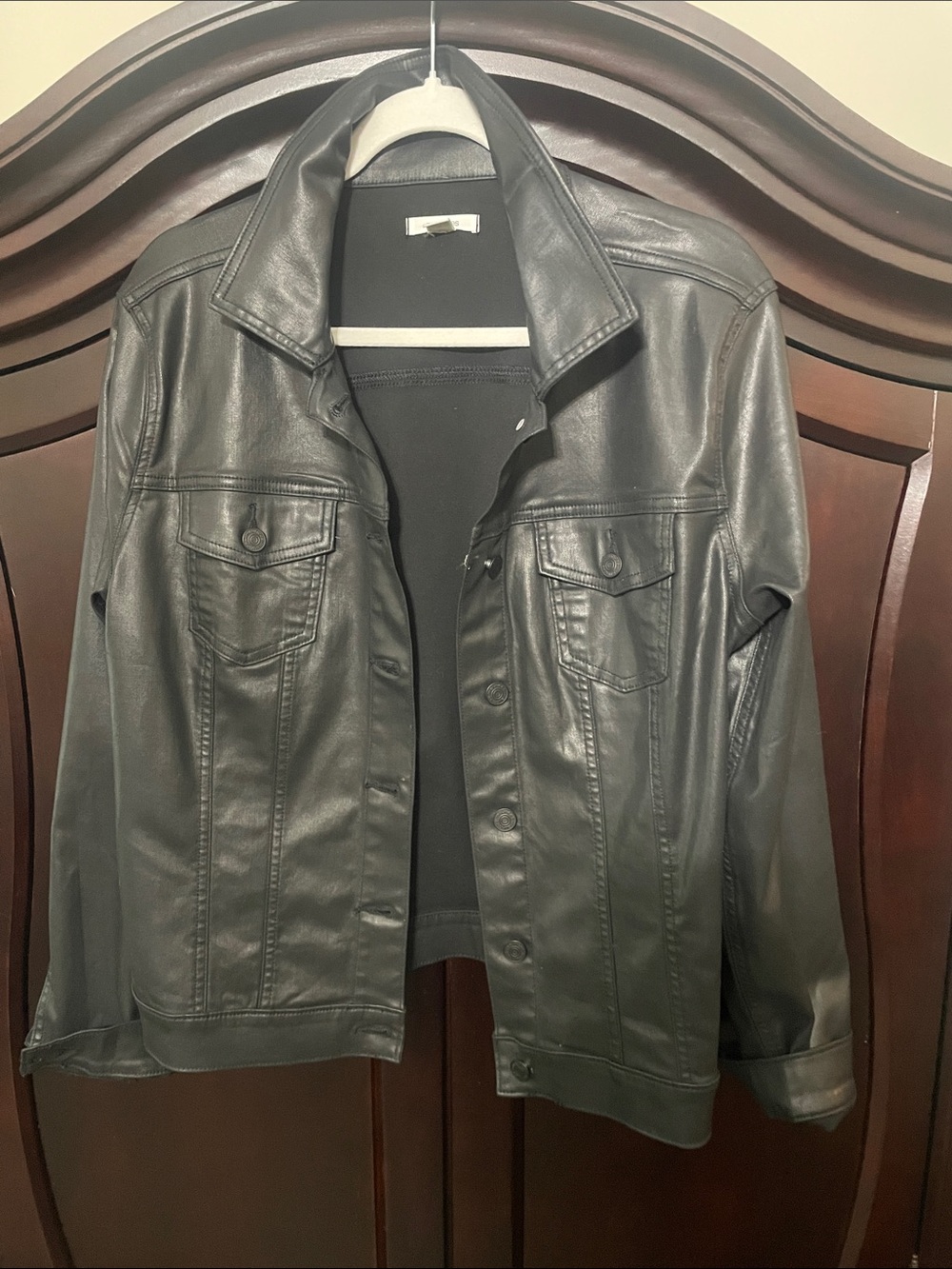 Maurices Black Faux Coated  Jean Jacket Style